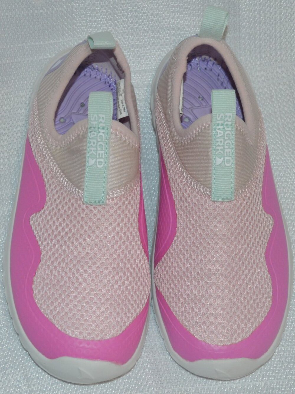 Rugged Shark girl’s little shoes size 12 pink/green aqua shoes